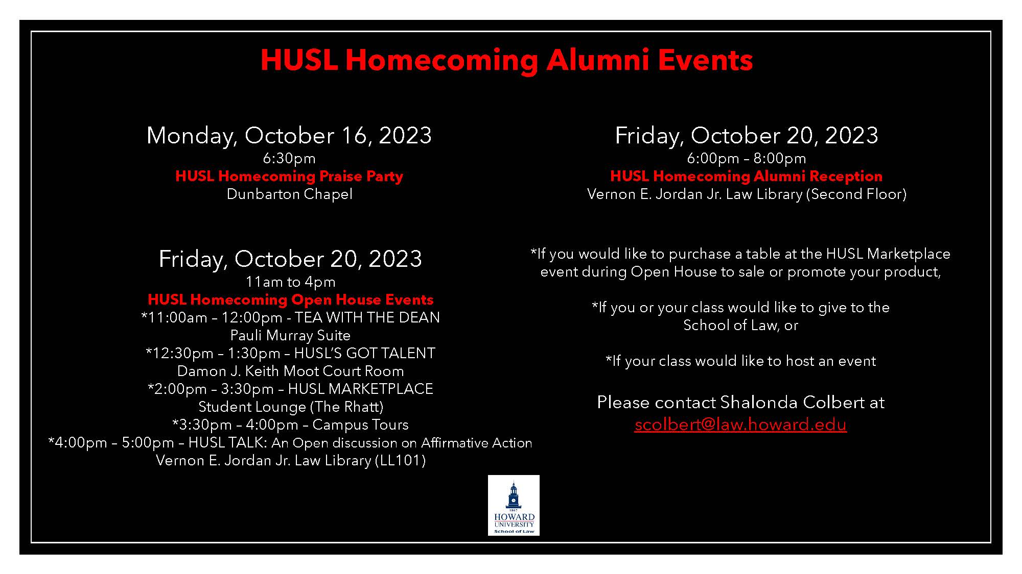 2023 HUSL Open House and Alumni Reception Howard